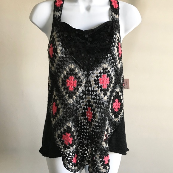 Free People Love Trapeze Crochet Tee Vee Sequins - Picture 2 of 7